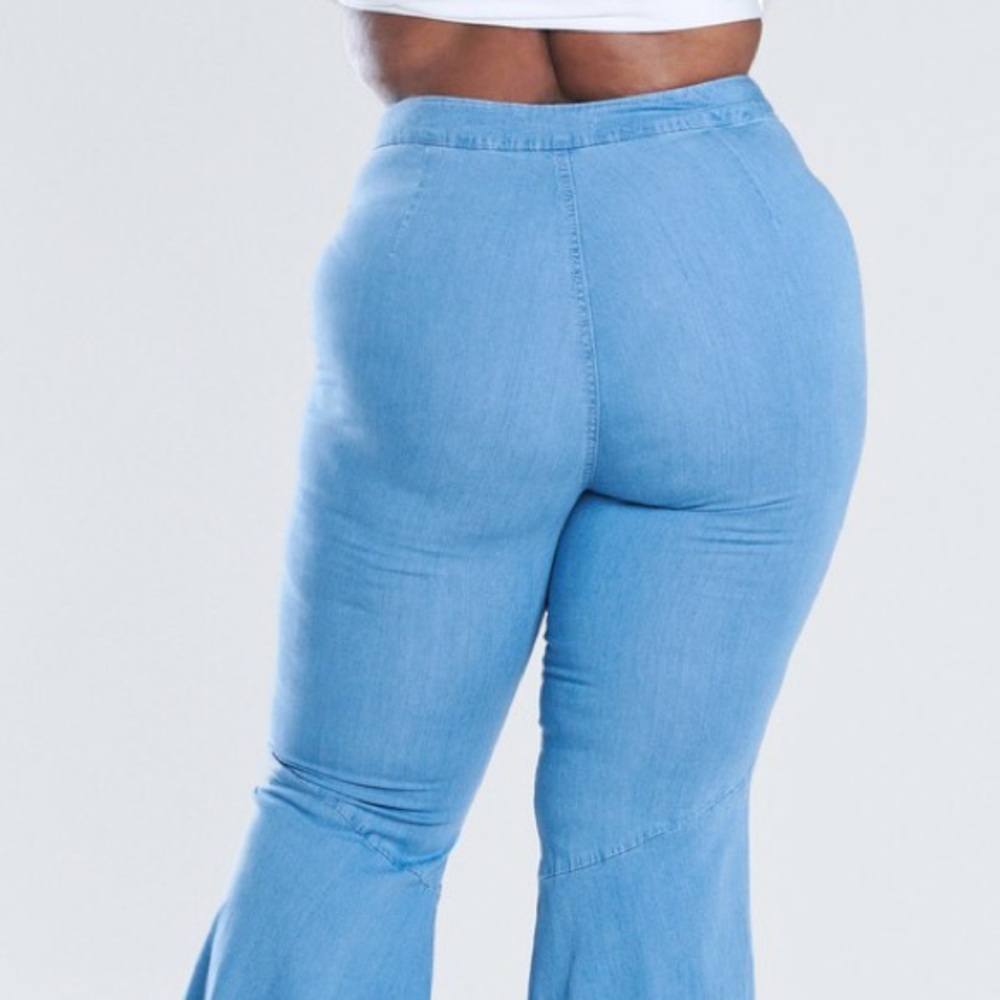 Lt Denim Split Flare Jeans - Picture 4 of 5